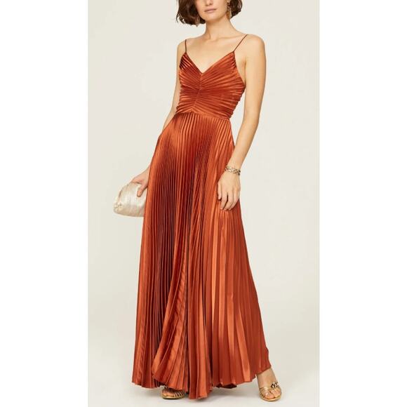 DELFI Collective Aria Satin Sweetheart Gown Brown M - Picture 2 of 11